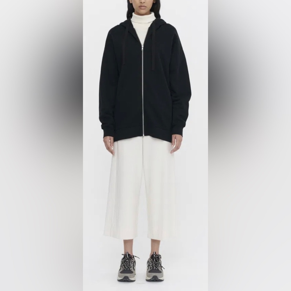 Ninety Percent Organic Cotton Brushed Loopback Zip-up Hoodie, Black